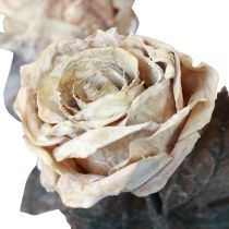 Artikel Deko Rosen Cremeweiß Künstliche Rosen Seidenblumen Antik Optik L65cm 3St