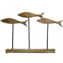 Artikel Maritime Deko, Dekoskulptur, Holzfische auf Standfuß Naturfarben, Schwarz H30cm L45cm