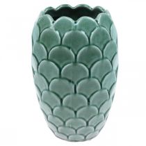 Artikel Keramik Blumenvase Vintage Grün Crackle Glaze Ø15cm H22cm