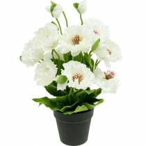 Artikel Mohn im Topf Weiß Seidenblumen Blumendeko