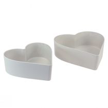 Schale Herz Plastik Dekoschale Weißgrau 24/21cm 2er-Set