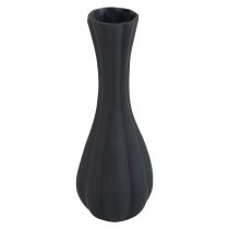 Artikel Vase Schwarz Glasvase Rillen Blumenvase Glas Ø6cm H18cm