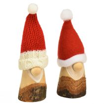 Artikel Deko Wichtel Holz Weihnachtswichtel mit Mütze Rot Natur 10/12cm 4St