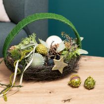 Artikel Dekorative Kastanien in Grün-Gelb – 6 cm – Ideale Herbst- und Festtagsdekoration – 6 St