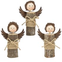 Artikel Engel mit Locken Holz Deko Weihnachten Natur H15cm 3St