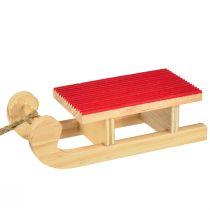 Artikel Holzschlitten Miniatur, Rot-Natur, 4x8,5 cm, 6er Set - Weihnachtsdeko