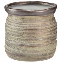Artikel Keramiktopf Übertopf Deko Vase Metallic Grau Braun 14×14cm
