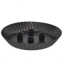 Artikel Design-Stabkerzenhalter aus Metall in Kuchenform – Schwarz, Ø 24 cm – Elegante Tischdeko für 4 Kerzen – 2St