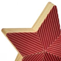 Artikel Sterne Holz Weihnachtssterne geriffelt Rot Natur 11cm 3St