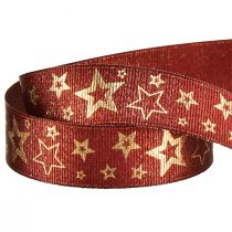 Artikel Sternenband Dekoband Weihnachten Rot Gold B25mm L15m