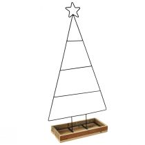Weihnachtsbaum aus Metall mit Holz-Dekotablett, 98,5cm - Moderne Weihnachtsdeko