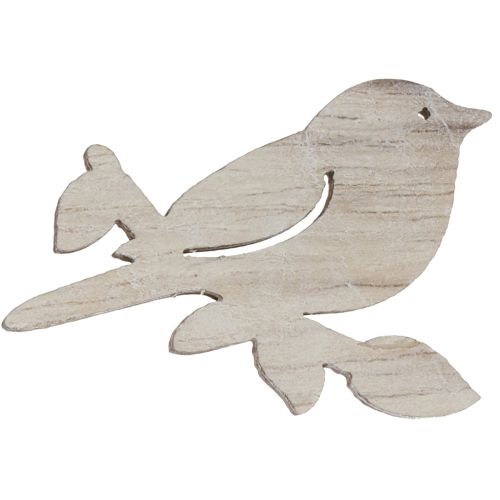 Artikel Streudeko Holz Frühling Vogel Deko Natur Weiß 4cm 72 St