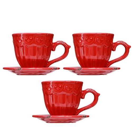 Artikel Keramik Kerzenhalter Rot Tasse Für Stabkerzen 13×11×8cm 3 St