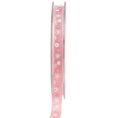 Floristik24 Geschenkband Blumen Dekoband Rosa Band 10mm 15m