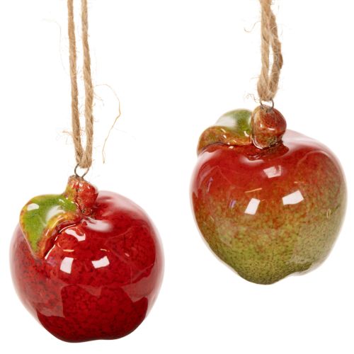 Artikel Herbstdeko Äpfel Keramik 5cm rot-grün zum Hängen 4er Set