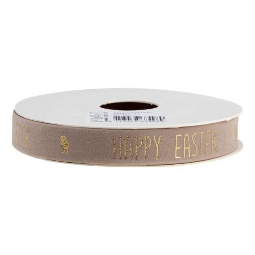 Artikel Samtband Band Happy Easter Dekoband Braun 15mm 5m