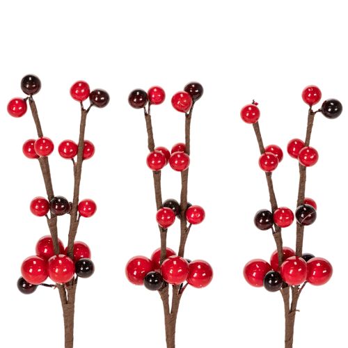 Artikel Künstlicher Deko-Zweig mit roten Beeren 15 cm Set 6 Stück