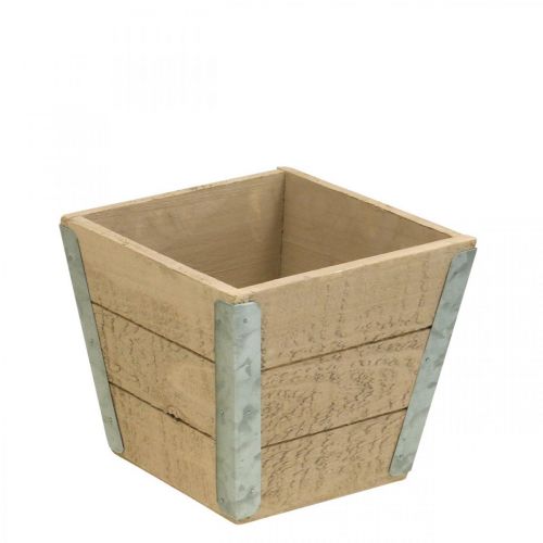 Blumenkasten Holz Übertopf Shabby Chic Beige 12,5×14,5×14,5cm