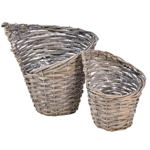 Floristik24 Blumentopf Pflanzkorb Weide Natur Ø12,5cm/20cm 2er-Set