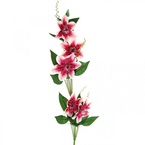 Floristik24.at Clematiszweig mit 5 Blüten, Kunstblume, Deko-Zweig Pink,  Weiß L84cm-02382
