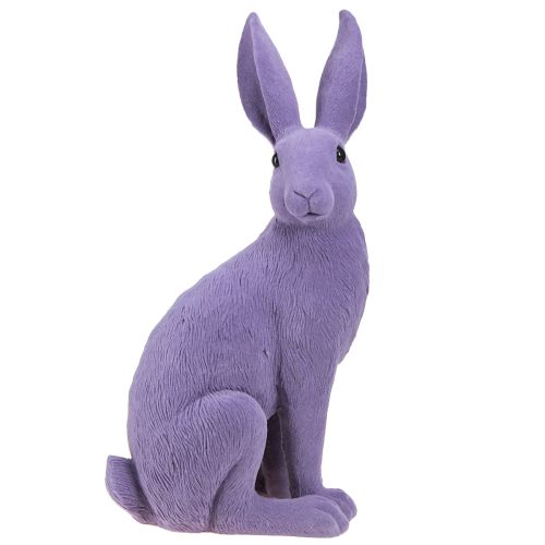 Deko Hase Flieder Osterhase sitzend beflockt 16×13×35cm