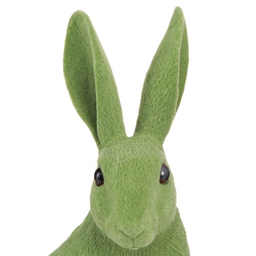 Artikel Deko Hase sitzend Figur Osterhase beflockt Grün 12×9×25cm