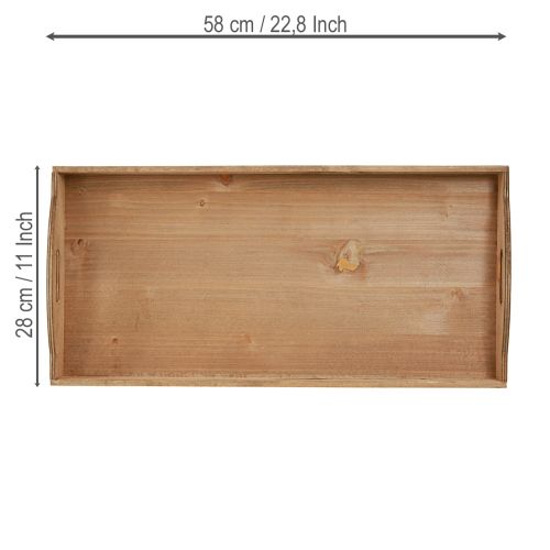 Artikel Deko Holz Tablett länglich FSC in Natur 58cmx28cmx6cm