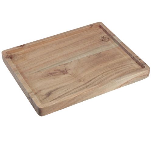 Deko Tablett Akazienholz Holztablett rechteckig Natur 30×25cm