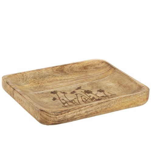 Deko Tablett Holz mit Blumenmuster Mangoholz 20×15,5cm