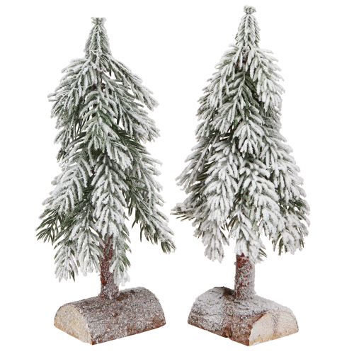 Deko Tannenbaum künstlich beschneit auf Sockel 30cm 2St