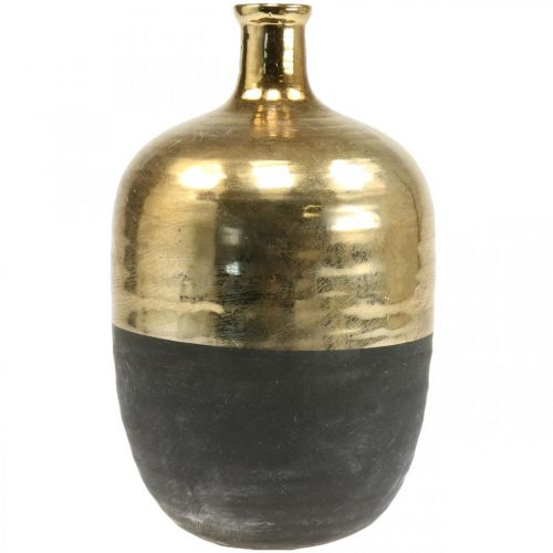 Artikel Deko Vase Schwarz/Gold Blumenvase Keramik Ø18cm H29cm