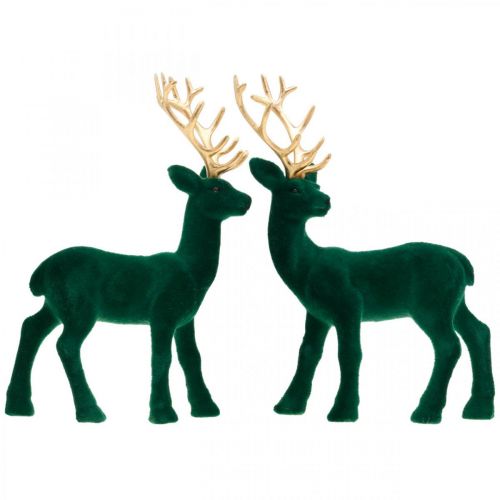 Artikel Deko Hirsch Grün und Gold Weihnachtsdeko Hirschfiguren 20cm 2 St