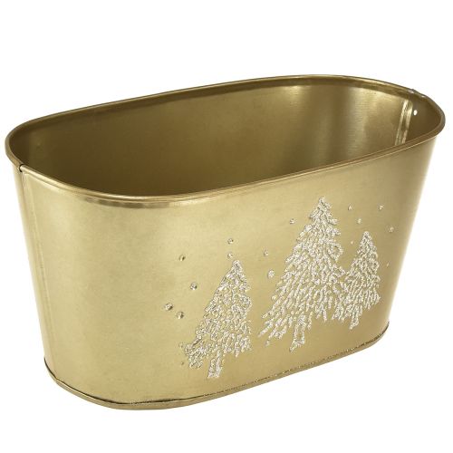 Deko Schale oval Tannenbaum Übertopf Gold 24×13×12,5cm