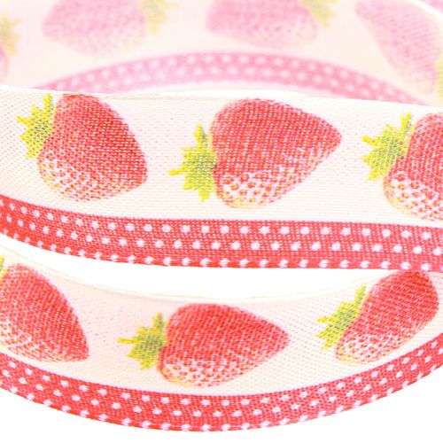 Artikel Dekoband Erdbeeren Stoffband Formstabile Kanten 25mm 15m