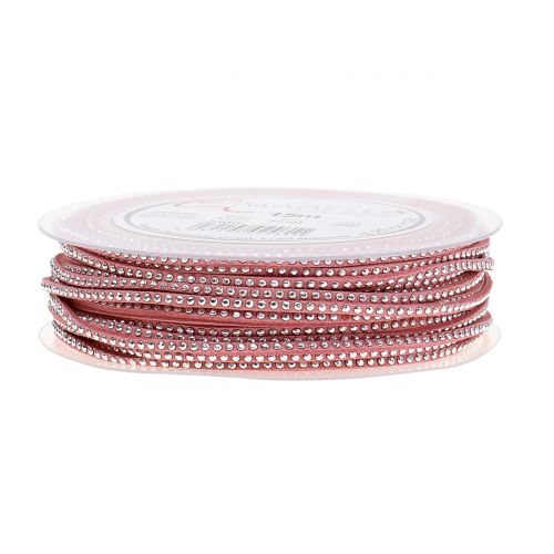 Artikel Dekokordel Lederband Rosa mit Nietenbesatz 3mm 15m