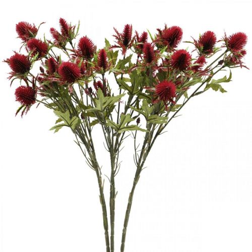 Floristik24 Distel Künstliche Blume Rot Burgund 10 Blütenköpfe 68cm 3St