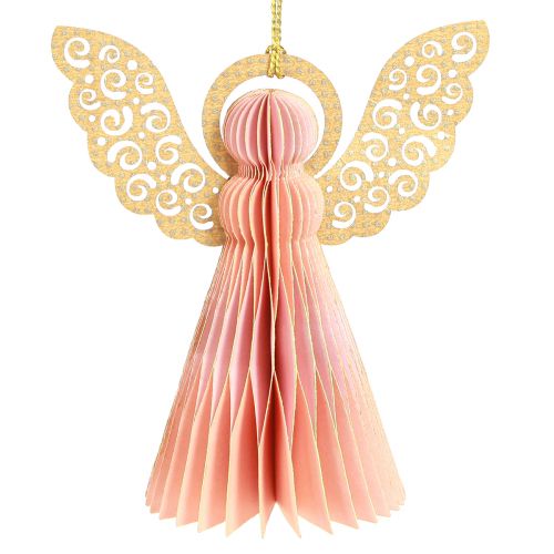 Floristik24 Engel Anhänger Papier Deko Weihnachten Apricot Gold 12cm 4 St