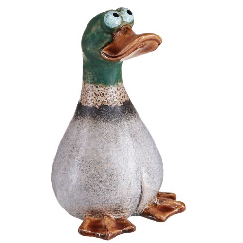 Enten Deko Keramik Braun Grün Erpel Sitzend H17,5cm 2 St