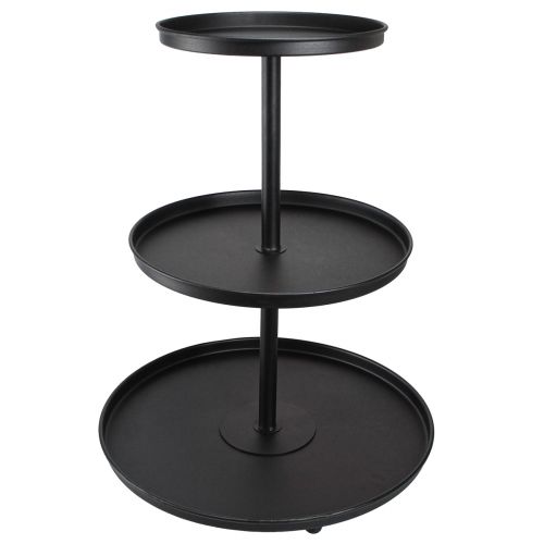 Etagere Schwarz 3-stöckig Metall Rund Füße Ø40cm H52cm