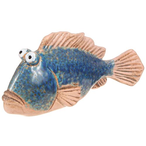 Floristik24 Fisch Deko Keramik Blau Natur Sommerdeko 22×7×11cm