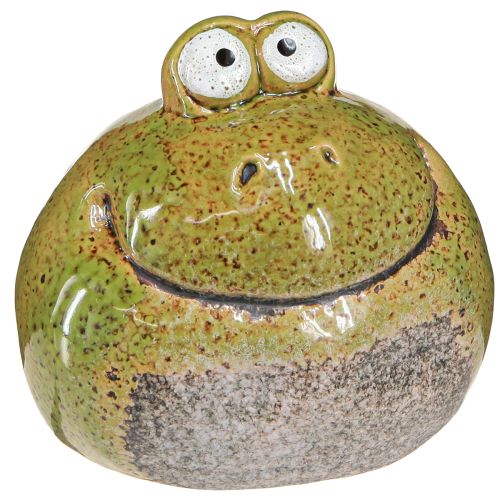 Frosch Deko Grün Braun Keramik Froschkopf H10,5cm 2 St