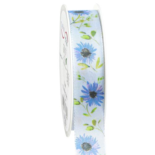 Floristik24 Geschenkband Band Kornblumen Seidenband Blau 25mm 18m