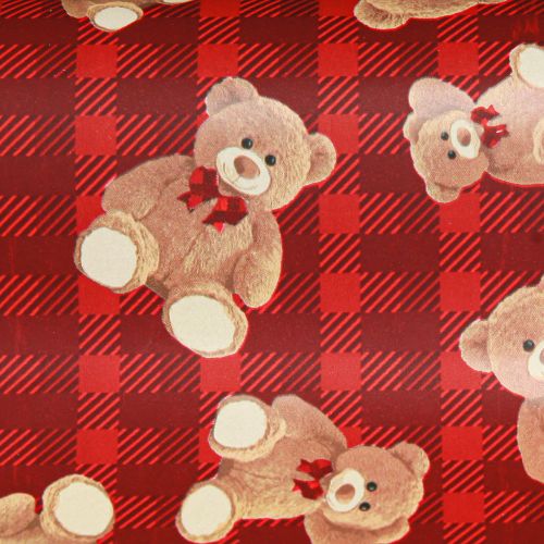 Artikel Geschenkpapier Geburtstag Teddybär Rot Kariert 70x200cm