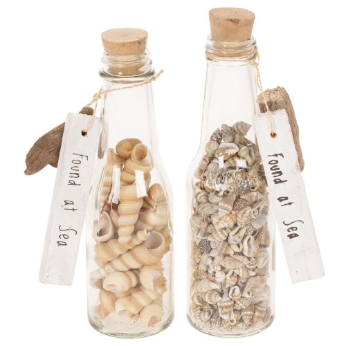 Artikel Glasflaschen-Set mit Muschelfüllung und Anhänger, 17 cm, 2 Stück