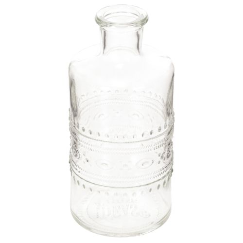 Artikel Glasflasche zylindrisch mit Muster klar 15 cm als Dekovase 6er Set