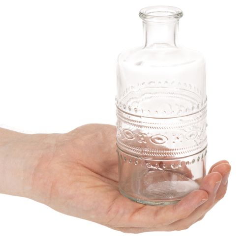 Artikel Glasflasche zylindrisch mit Muster klar 15 cm als Dekovase 6er Set