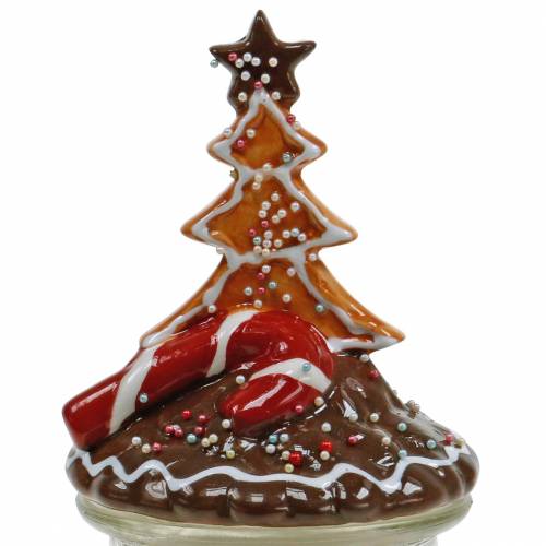 Floristik24 Keksdose mit Keramikdeckel Lebkuchen Rot, Braun H21,5cm Plätzchendose