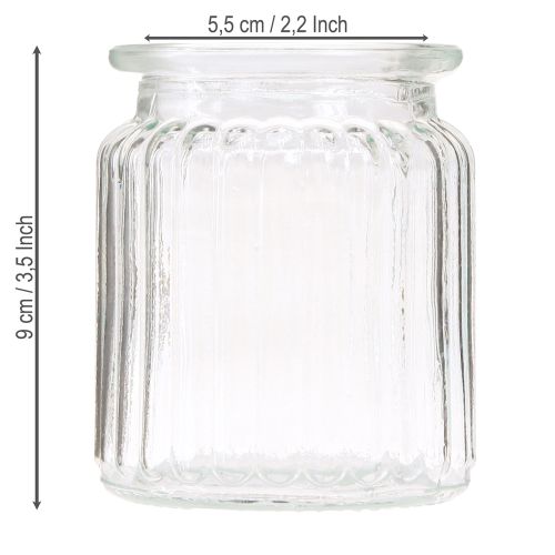 Artikel Glasvase Klar Geriffeltes Glas Deko Vase Ø8cm H9cm 6 St