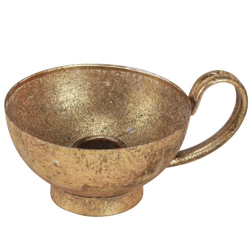 Goldene Tasse Deko mit Kerzenhalter Antik Gold Ø10cm H6,5cm