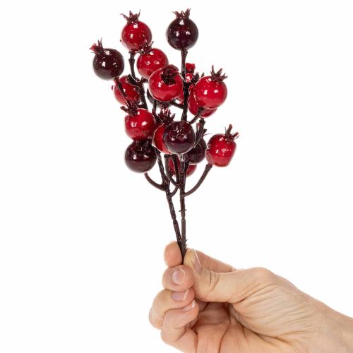 Artikel Künstlicher Granatapfelzweig, 19 cm, rot, 4 Stück, für Vase und Gestecke